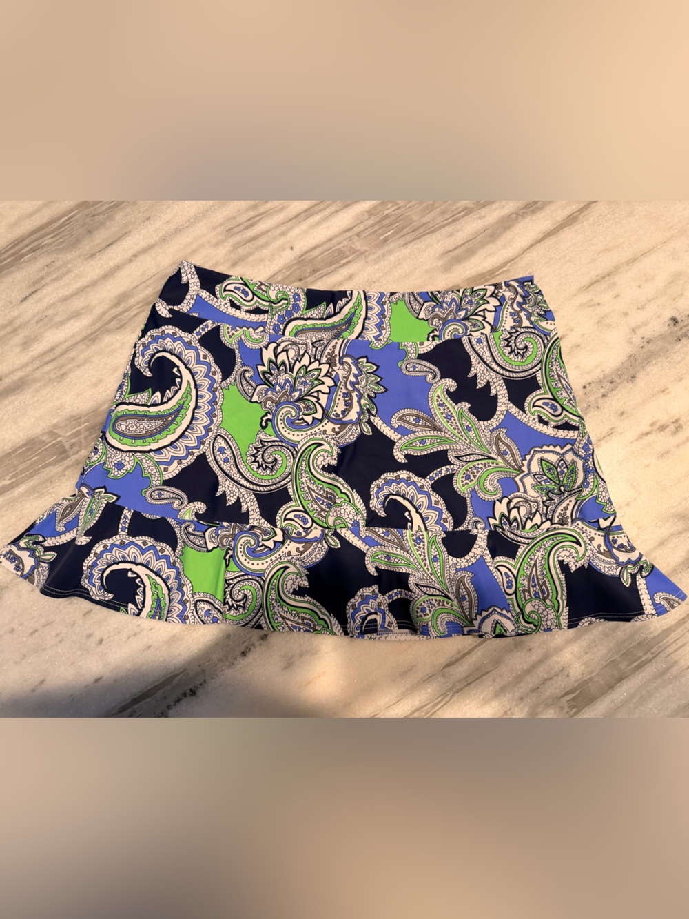 Jude Connally Blue Green Paisley Skort with Flutter Hem